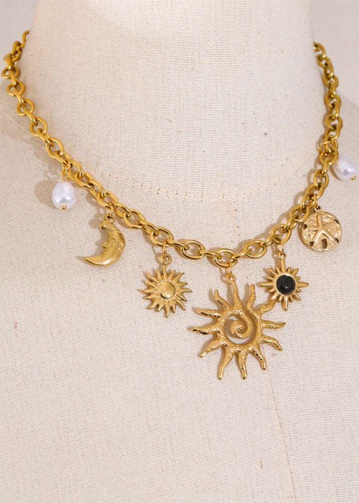 Collier pendentif Géométrique Perle Simulée