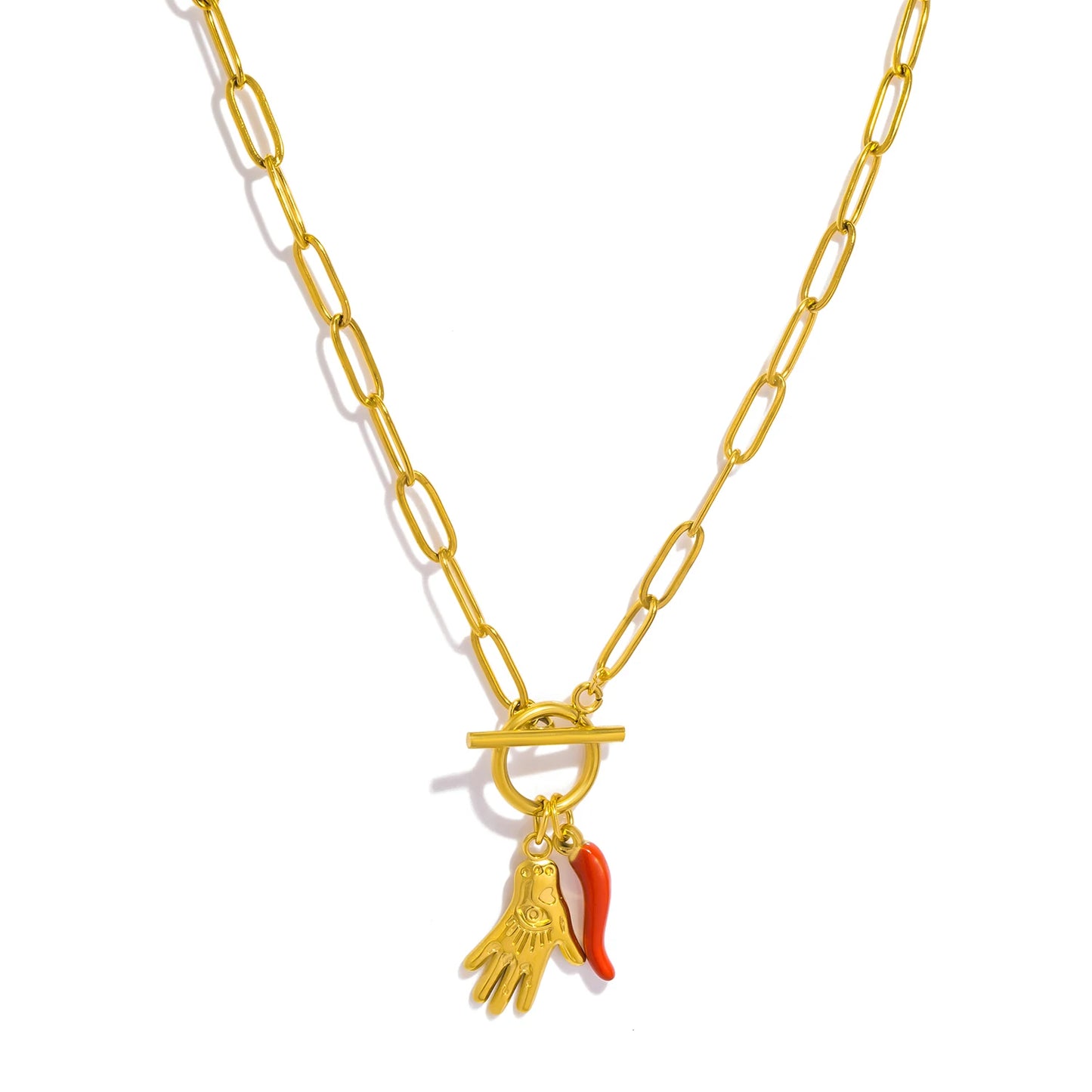 Collier Pendentif Femme en Acier Inoxydable Plaqué Or 18K