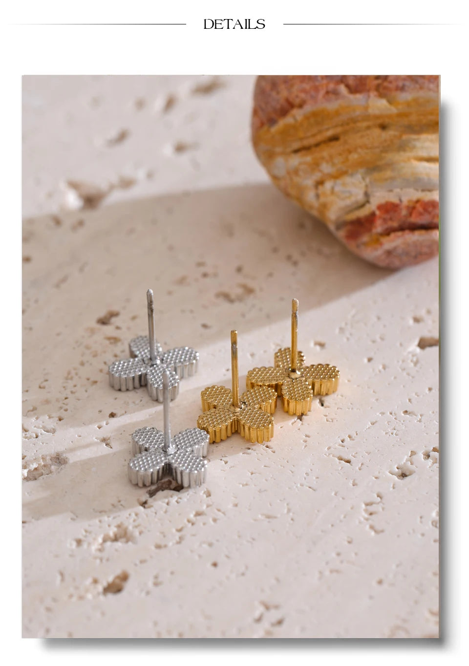 Boucles d’Oreilles Trèfle – Finition Or Véritable