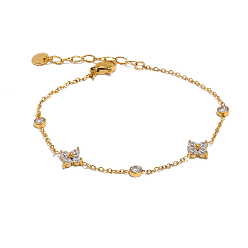 Bracelet Charme Doré Zircon – Finition Or Véritable