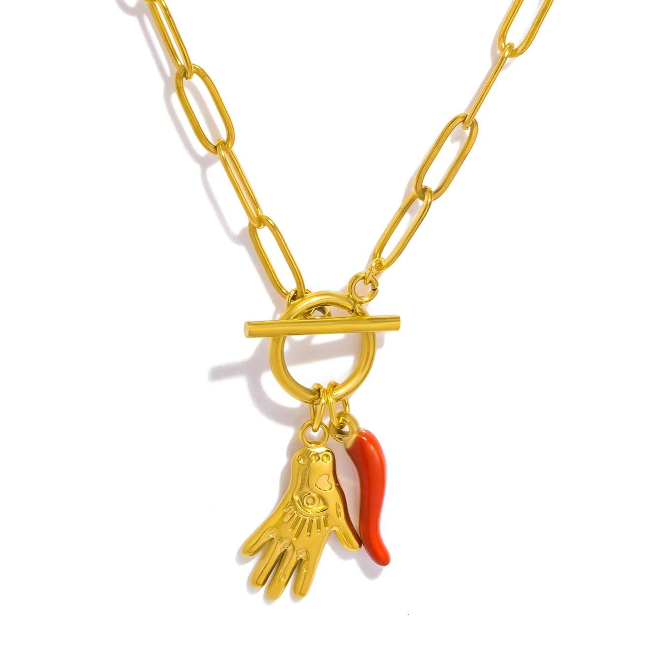 Collier Pendentif Femme en Acier Inoxydable Plaqué Or 18K