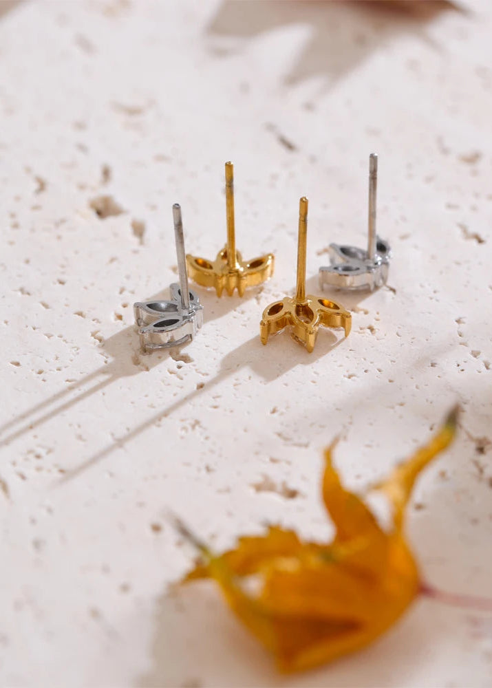 Boucles d’Oreilles Fleurs – Design Géométrique ; Finition Or Véritable