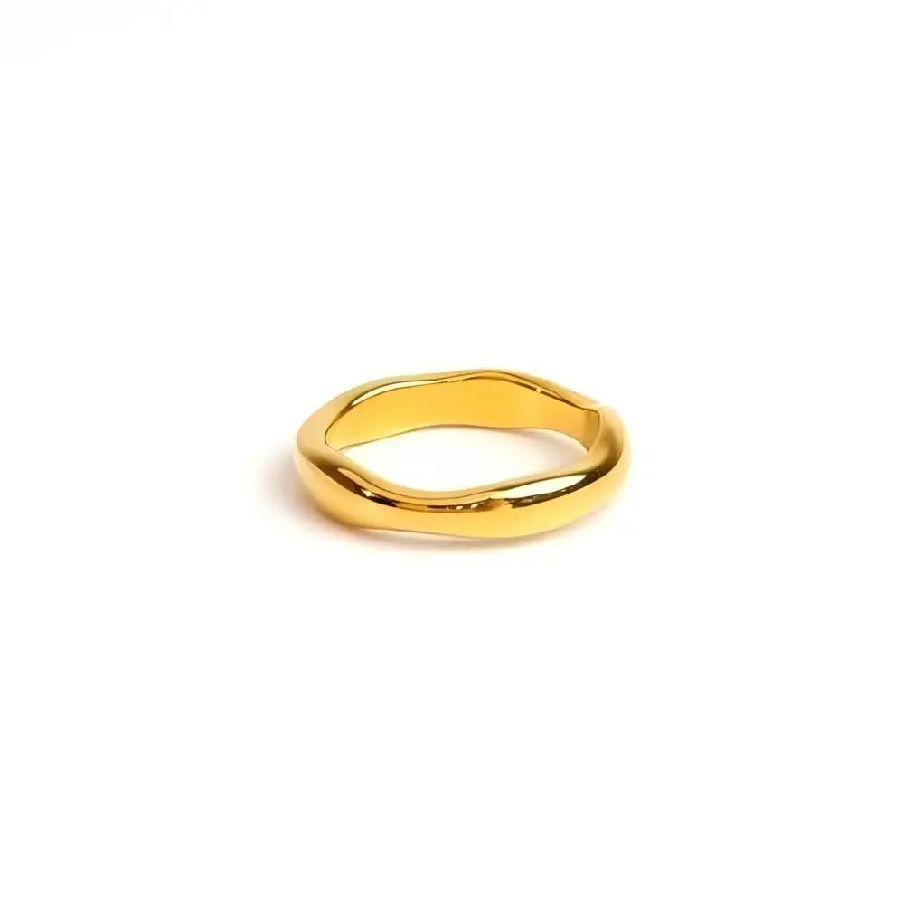 Bague Minimaliste Ondulée en Acier Inoxydable & Plaqué Or 18K