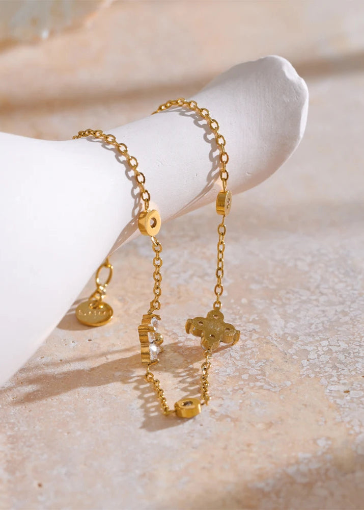 Bracelet Charme Doré Zircon – Finition Or Véritable