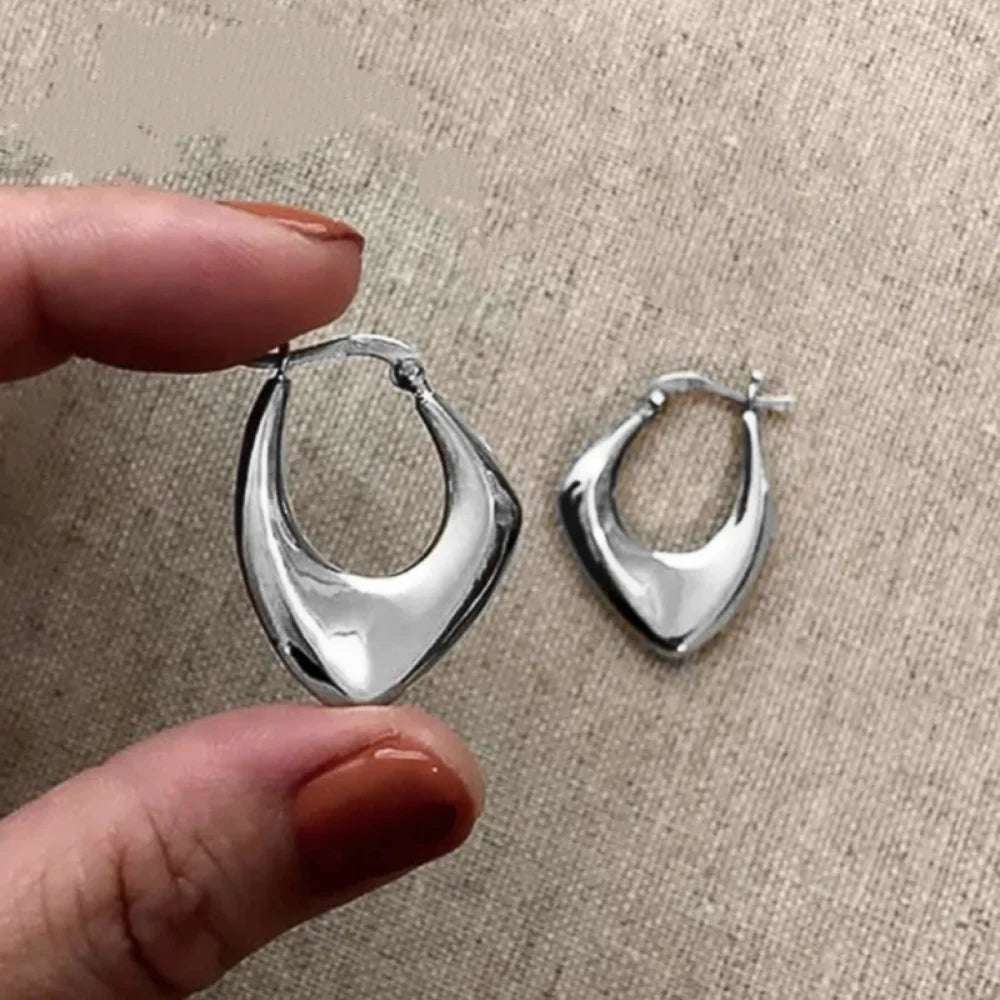 Boucles d'Oreilles Hoop Géométriques en Acier Inoxydable