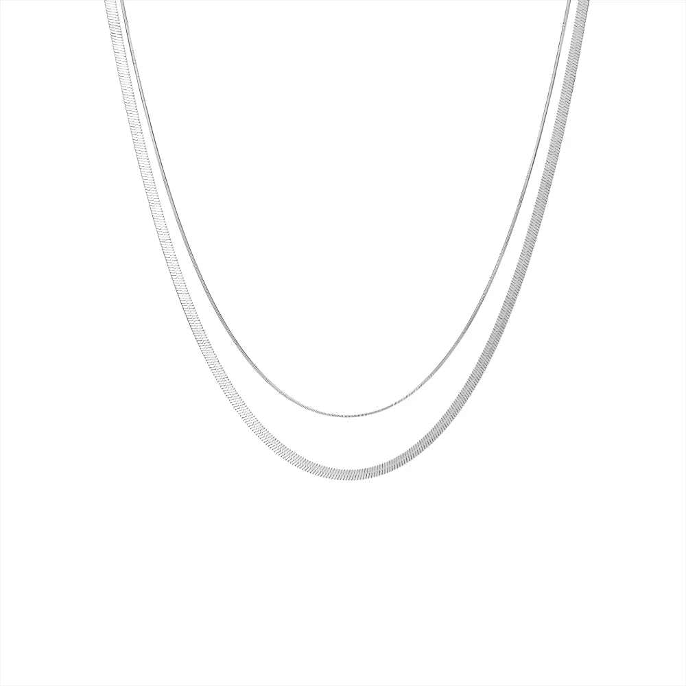 Collier Double Couche avec Chaîne Serpent