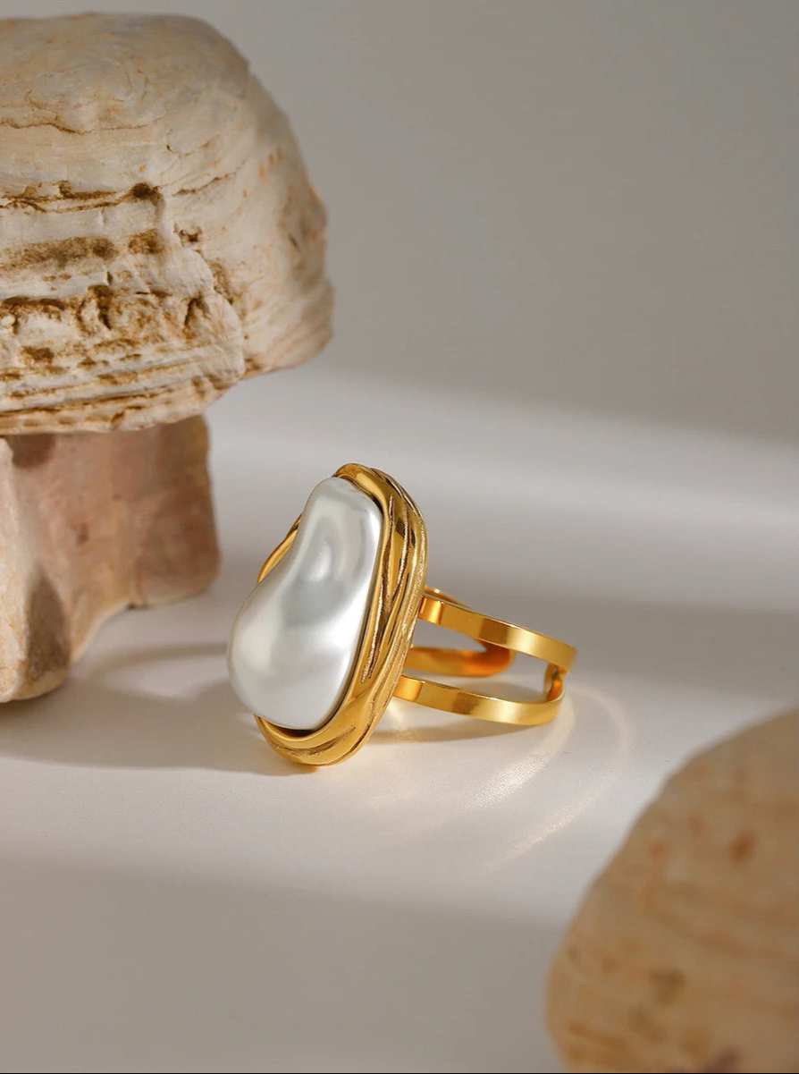 Bague Géométrique en Acier Inoxydable Plaqué Or 18K – Bijou Tendance pour Femme