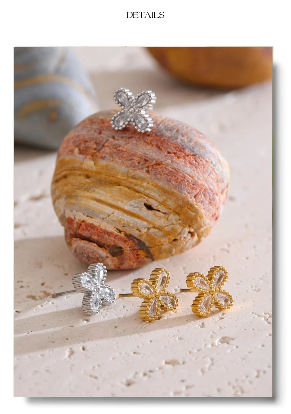 Boucles d’Oreilles Trèfle – Finition Or Véritable