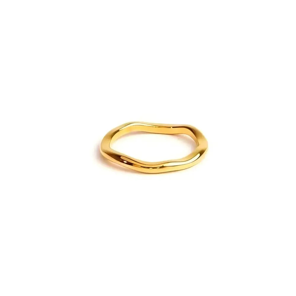 Bague Minimaliste Ondulée en Acier Inoxydable & Plaqué Or 18K