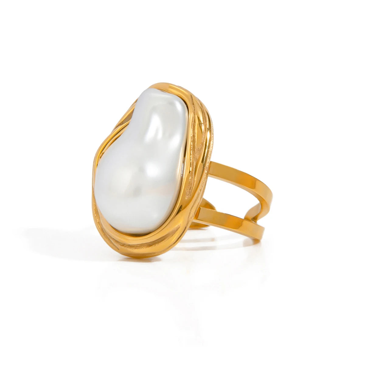 Bague Géométrique en Acier Inoxydable Plaqué Or 18K – Bijou Tendance pour Femme